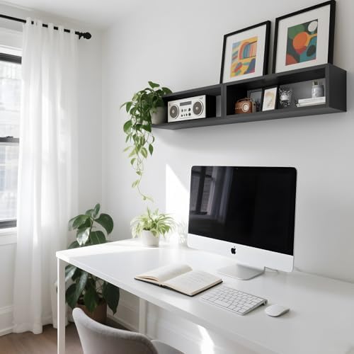 Kaboon 24in Floating Cube Shelves Set of 2, Display Shelves Wall Mount - Image 2