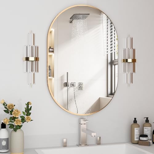 Oval Bathroom Mirror Capsule Wall Vanity Mirror, Large Modern Mirror by NEUWEABY