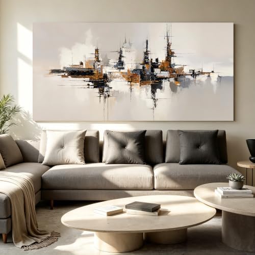 Grey Color Block Large Abstract Canvas Wall Art Decor - Image 2