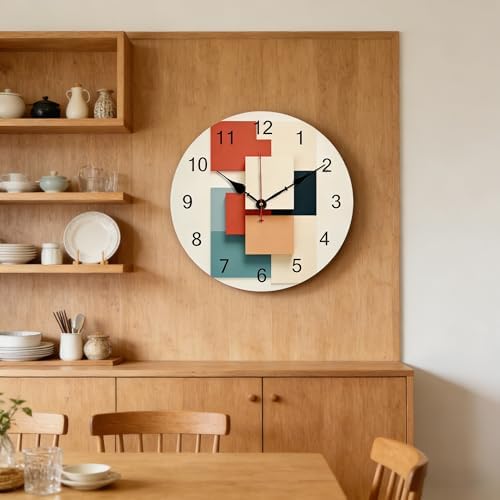 12 Inch Wooden Wall Clocks, Silent Non-Ticking Battery Operated - Image 7