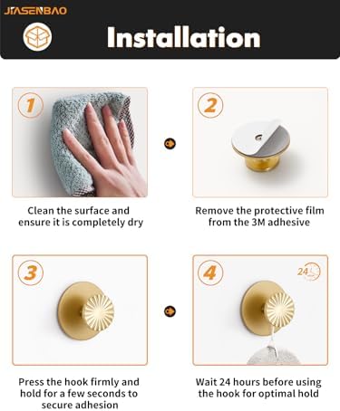 4 Pack Adhesive Coat Hooks for Bathrooms Gold Wall Robe Towel Hooks for Hanging - Image 7