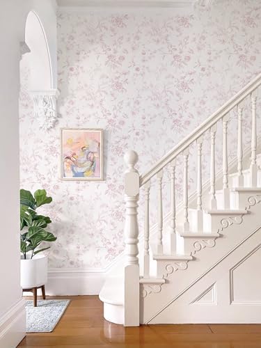 Ismoon Pink Floral Peel and Stick Wallpaper Vintage French - Image 4