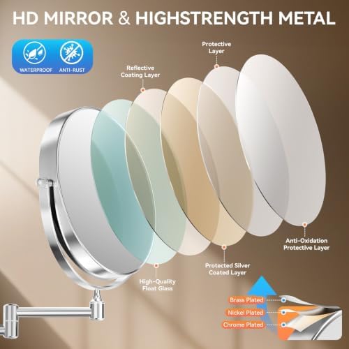 Auxmir 8" Double-Sided Wall-Mounted Makeup Mirror, 1X/30X Magnifying Mirror - Image 5