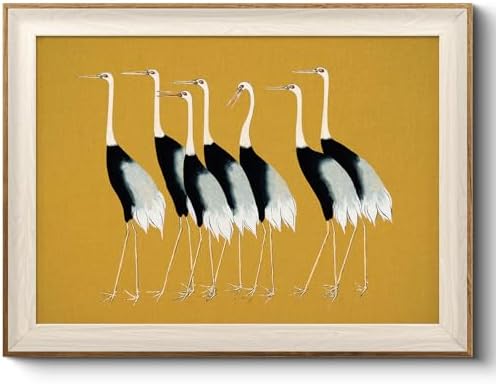 VIYYIEA Framed Vintage Crane Canvas Wall Art by VIYYIEAART