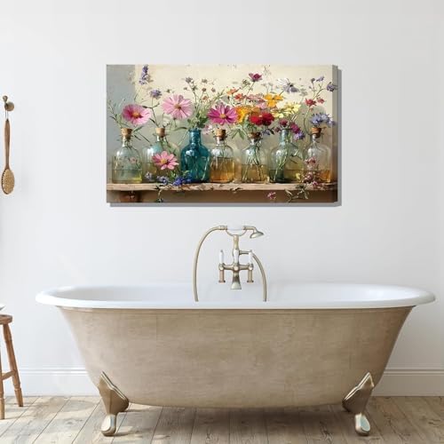 Havplemoy Framed Retro Farmhouse Flowers Canvas Wall Art - Image 4