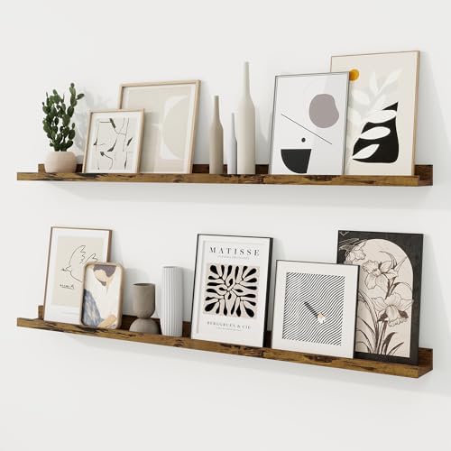 RICHFOCUS Picture Ledge Shelf, 48 inch Floating Shelves Set of 2, Wood Wall by RICHFOCUS