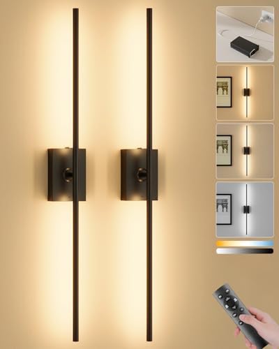 Battery Operated Wall Sconces Set of 2, Remote Control by Ouyulong