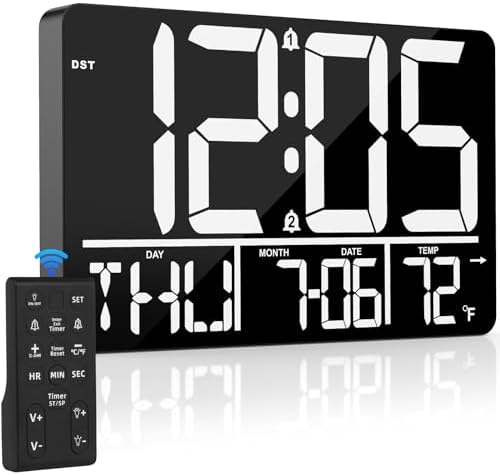 PERSUPER 13" Digital Wall Clock Large Display by PERSUPER