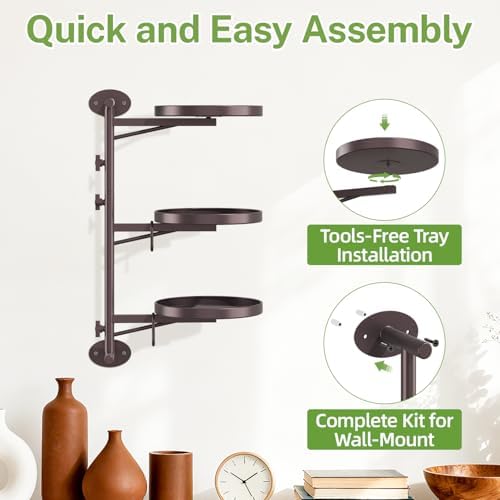 iDavosic.ly Wall Plant Holder, Rotating Floating Window Shelf 3-Tier Bronze - Image 6