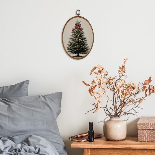 KSDUT Vintage Moody Christmas Evergreen Tree Oval Wall Art 8.6"x11.4" - Image 2