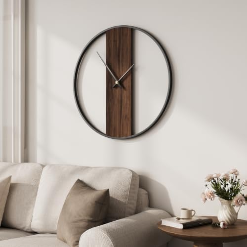 Cuspin 24 Inch Large Wall Clock Modern Rustic Walnut Dial Decorative Clock - Image 2
