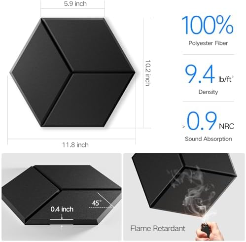 8 Pack Self-Adhesive Acoustic Panels 12" X 10" X 0.4" - Image 3