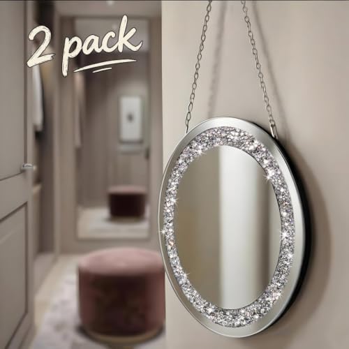 QMDECOR Crystal Crush Diamond Silver Mirror 2 Pack Diameter 12inch Round Shape - Image 5