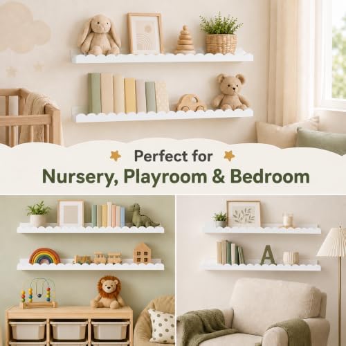 Extra Long White Scalloped Nursery Shelves - Image 5