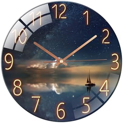 Ergocar Glass Wall Clock Silent Scanning Mechanical Round Glass Wall Clock by Ergocar