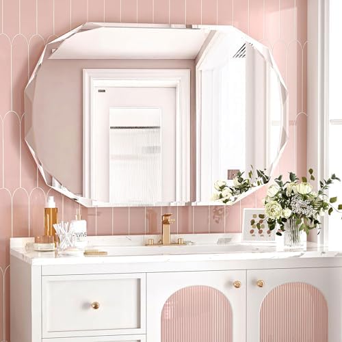 24x36 Inch Bathroom Mirrors for Over Sink, Round Frameless Mirrors for Wall by JACUKO