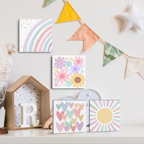 4 Pcs Girls Room Decor Posters Wall Art, Boho Rainbow Prints - Image 6