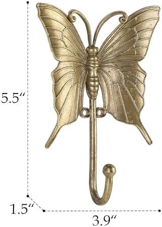 SOFFEE DESIGN 2PCS Gold Butterfly Metal Hooks, Garden Theme Key Holders - Image 4