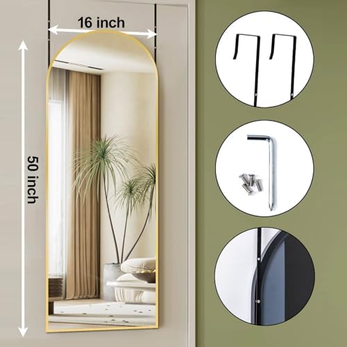 DMWOODFL Arched Over The Door Mirror 50x16 Full Length Hanging Mirror - Image 2