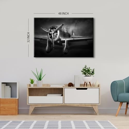 Large Propeller Aircraft Wall Art Black and White Airplane Bedroom Wall Decor - Image 6