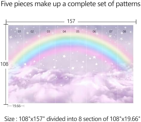 Children's Room Colorful Rainbow Peel-and-Stick Wallpaper 108"x157" - Image 4