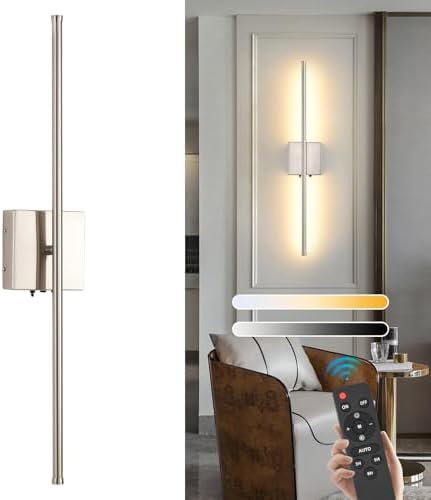 Wireless Battery Operated Wall Sconces, 11000mAh Rechargeable Brushed Nickel by KELUOLY