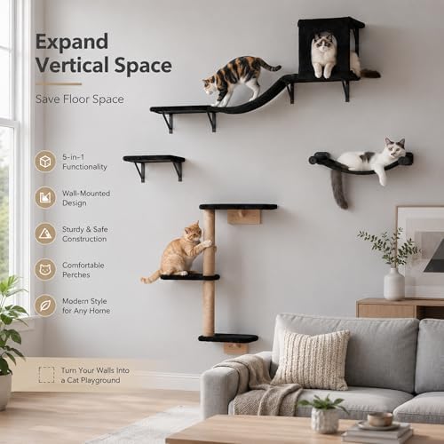 Wall Mounted Cat Furniture Set of 4 – 4 in 1 Cat Wall Shelves - Image 2