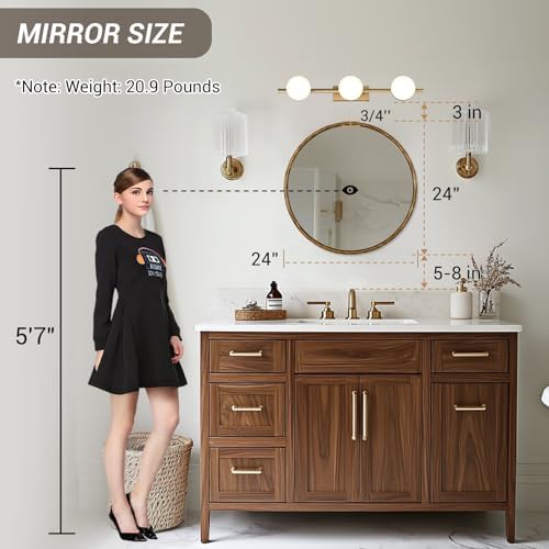 ANDY STAR 24 Inch Hand-Forged Round Gold Mirrors, Solid Steel Frame Antique - Image 6