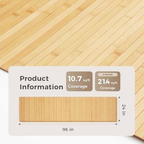 OUZUGIE 2 Pack 96x24 Inch Natural Bamboo Wall Panel - Image 2