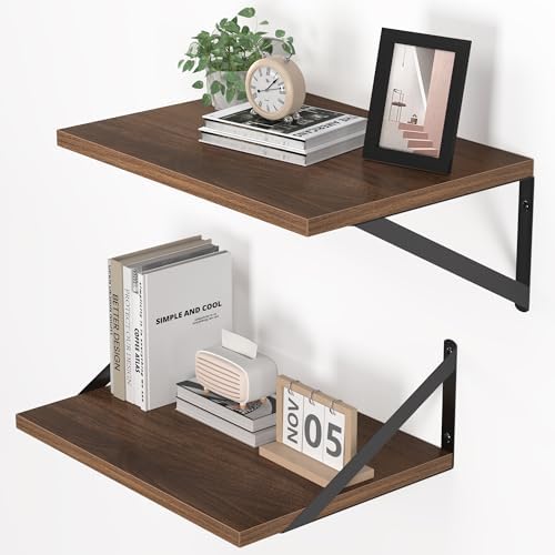 Heimlove 16W x 12D Deep Floating Shelves Set of 2 Walnut by Heimlove