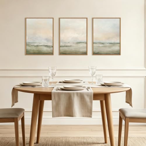 Aryroi Abstract Beige Green Landscape Framed Canvas Wall Art Set- 12"x16"x3 - Image 4