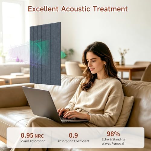 TO-TH Peel and Stick Panels for Walls 12Pack Acoustic Panel, Moonlight Gray - Image 3