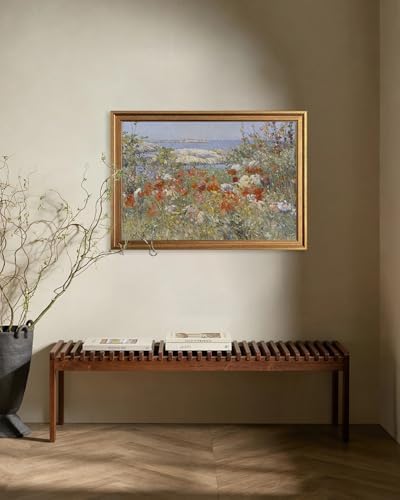 KBKBART Gold Framed Canvas Wall Art, Spring Seaside Wildflowers Wall Decor - Image 6
