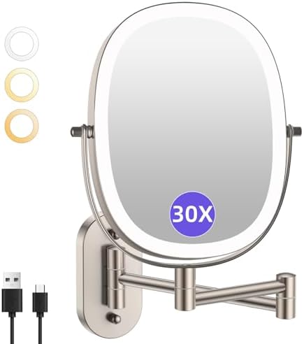 FUNTOUCH 5000mAh Rechargeable Wall Mounted Lighted Makeup Mirror by FUNTOUCH