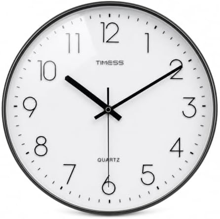 TIMESS 12 Inch Silent Wall Clock，High-Precision Analog Clock，Black&White by TIMESS