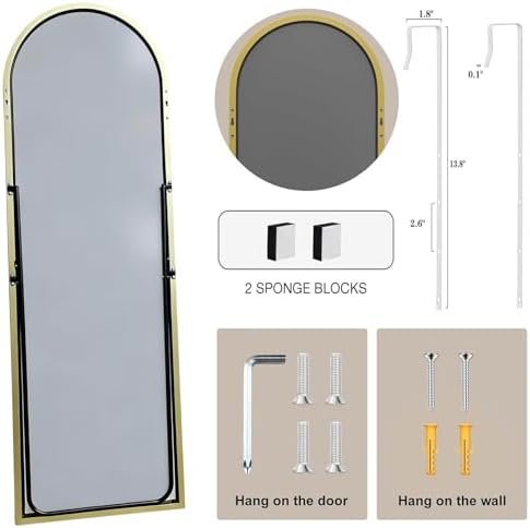 Dewfig 50"x 16" Full Length Door Mirror - Image 3