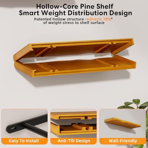 Organic Wavy Edge Floating Shelves, Hidden Brackets, 2 Pack 24 in - Image 4