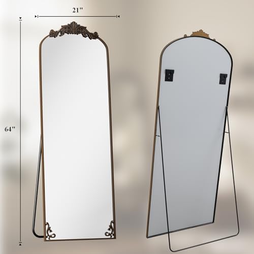 HARRITPURE 64"x21" Vintage Full Length Mirror, Arched Standing Mirror - Image 6