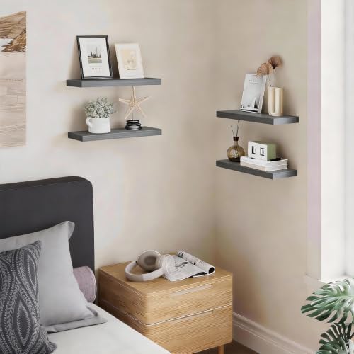 BAYKA Grey Floating Shelves 15.7in, Wall Mounted - Image 2