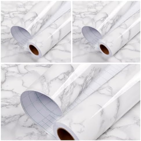practicalWs Marble Paper Granite Gray/White Roll Kitchen Countertop Cabinet by practicalWs