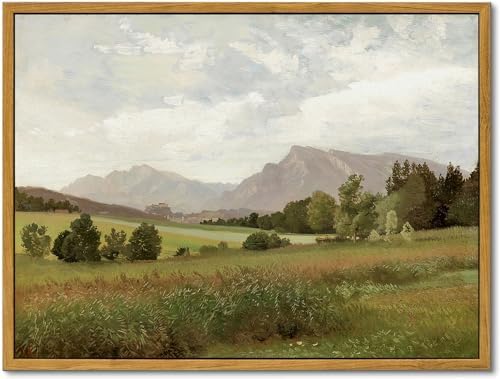 KBKBART Framed Vintage Landscape Wall Art Prints, Retro Muted Green Forest by KBKBART