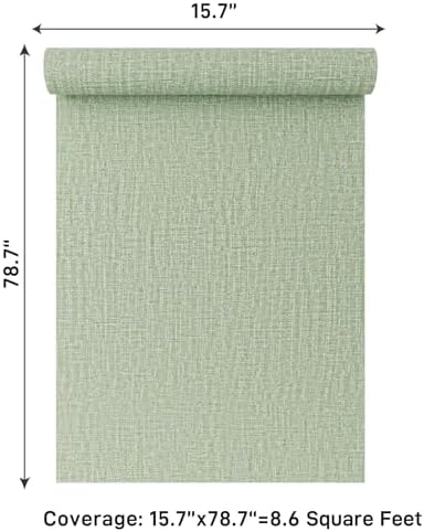 VaryPaper 15.7"x78.7" Light Green Grasscloth Peel and Stick Wallpaper Textured - Image 6