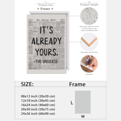 Black And White Retro Newspaper Wall Art Trendy Inspirational Universe Quote - Image 2
