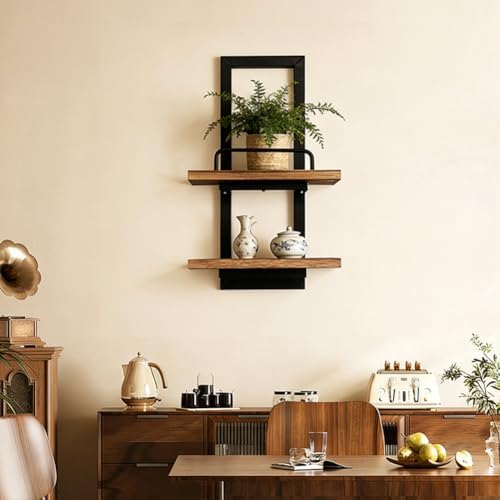 Floating Shelves, 2-Tier Vertical Wall Mounted Shelf Hanging Planter Display by UDENIS