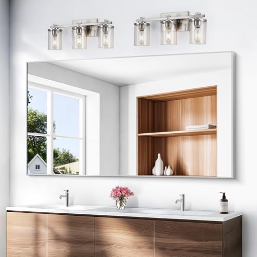 BONEWEI Silver Bathroom Mirror, 60x36 inch Wall Mirror - Image 2