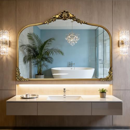 Antique Baroque Vintage Vanity Mirror 25x36Inch, Arched Vintage Wall Mirror - Image 6