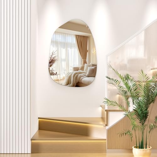 Hasipu 32"x24" Irregular Wall Mirror Frameless Asymmetrical Mirror - Image 3