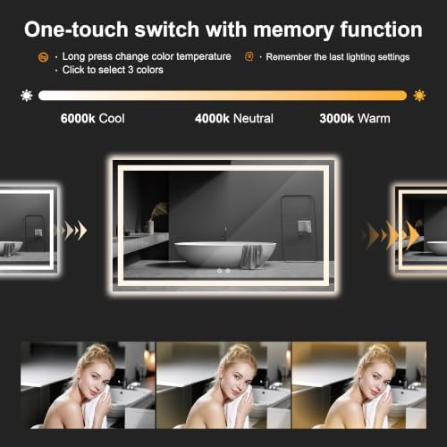 30x50 LED Bathroom Mirror with Lights, Lighted Vanity Mirror - Image 4