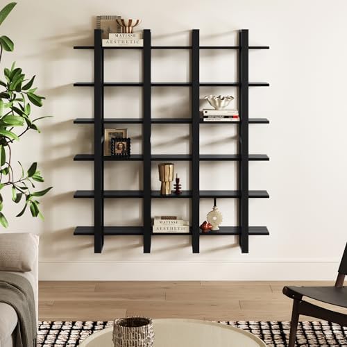 Nathan James Benji Mid Century Wall Unit Bookcase, Decorative Floating 3-Tier - Image 3