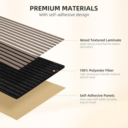 4 Pack Wood Slat Wall Panel, 47.2" x 23.6" Acoustic Wall Panels - Image 3